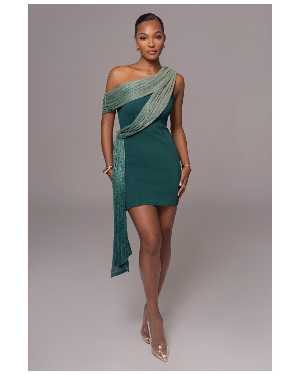 maggy london asymmetric neck sheath midi dress Maggy London Twisted Mock Neck Asymmetrical Dress  New Yorker's Apparel