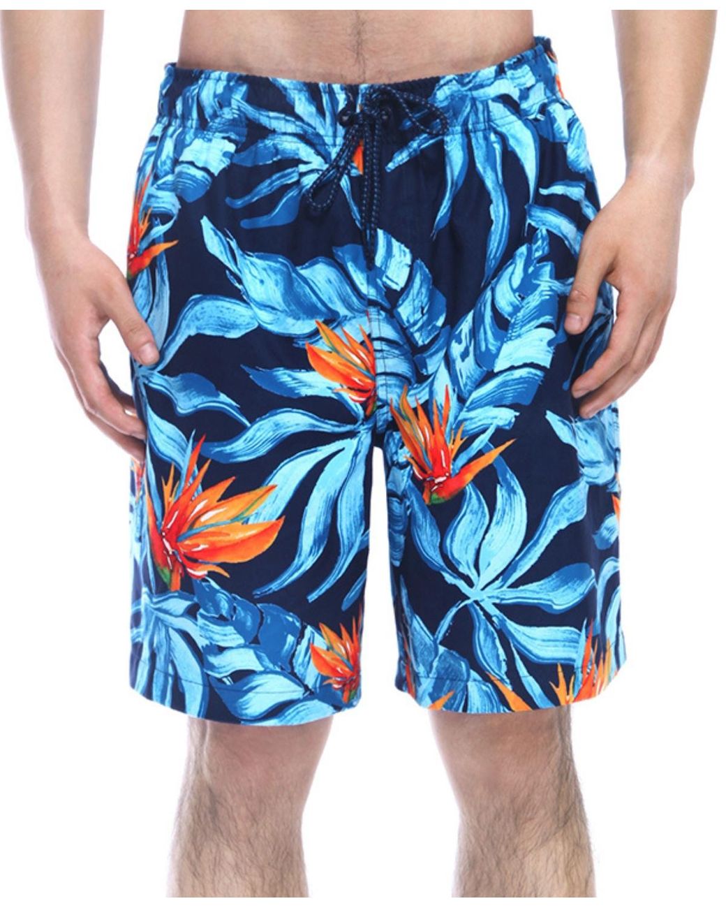 Rokka&Rolla Blue 8" Mesh Lined Swim Trunks for men