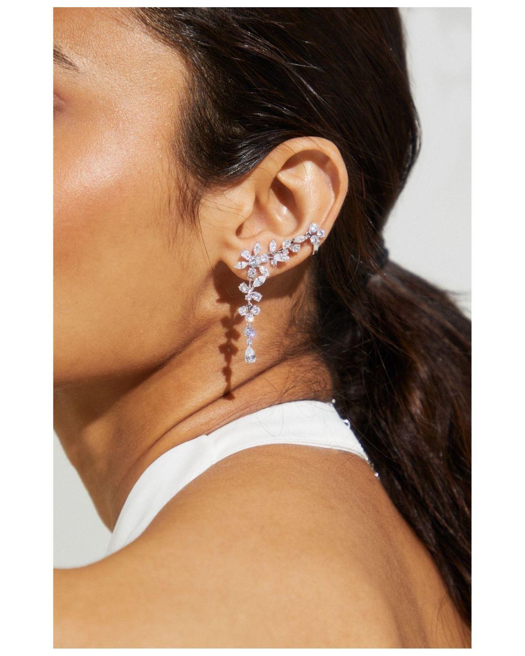 Danori Eliot Silver-tone Cubic Zirconia Flower Climber Drop Earrings,  Created For Macy's in White | Lyst