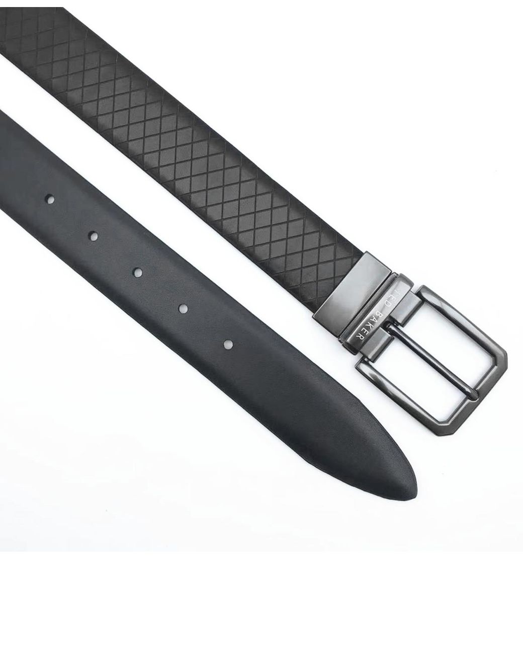 Ted Baker Black Embossed Reversible Leather Belt for men