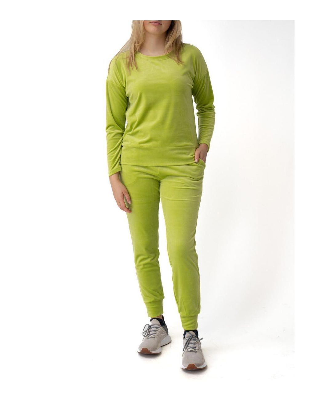 Cable & Gauge Crewneck And jogger Velour Matching Set in Green Lyst