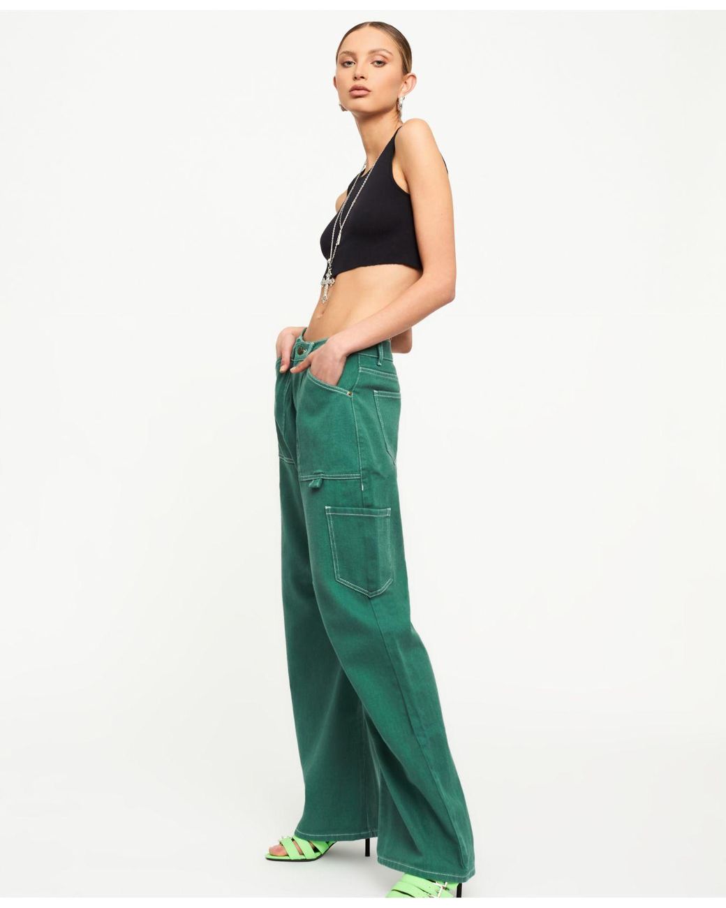 Lioness Miami Vice Cotton Carpenter Pants in Green | Lyst