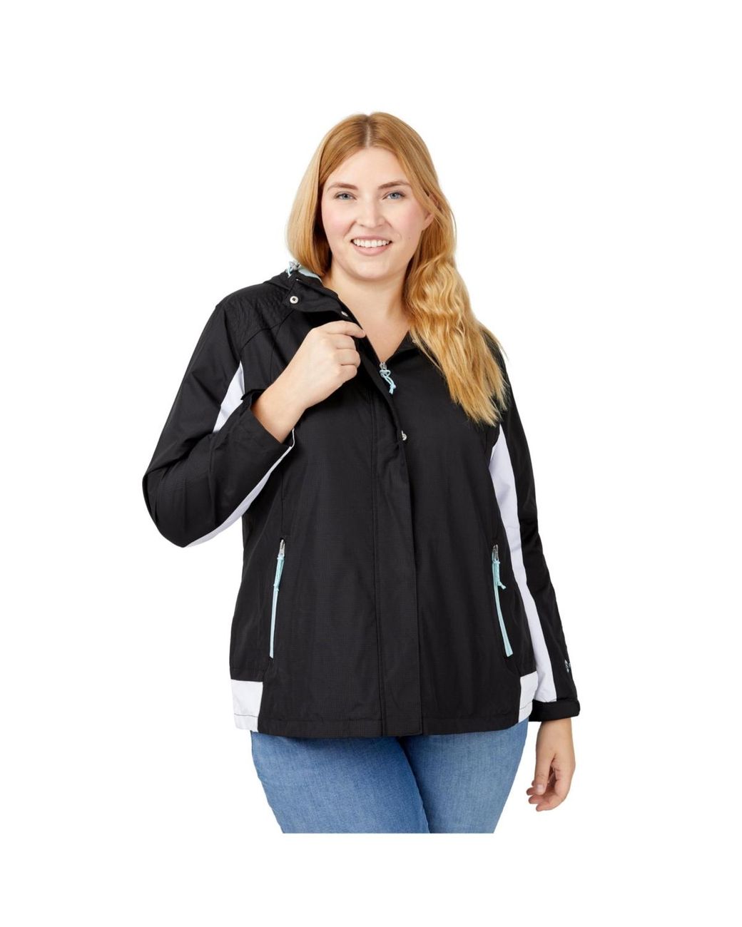 Plus size shop black windbreaker