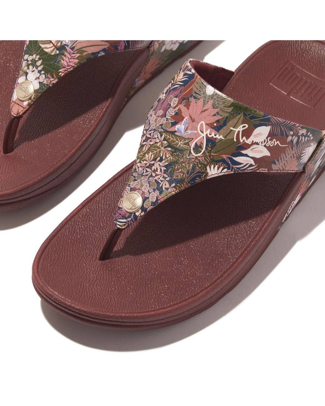 Fitflop Lulu X Jim Thompson Leather Toe Post in Brown | Lyst