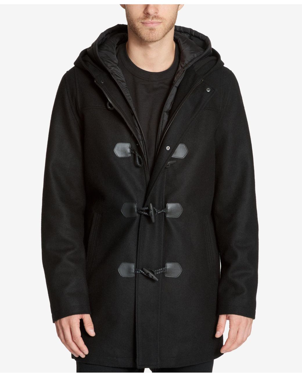 Guess Men's Toggle Coat With Removable Bib in Black for Men | Lyst