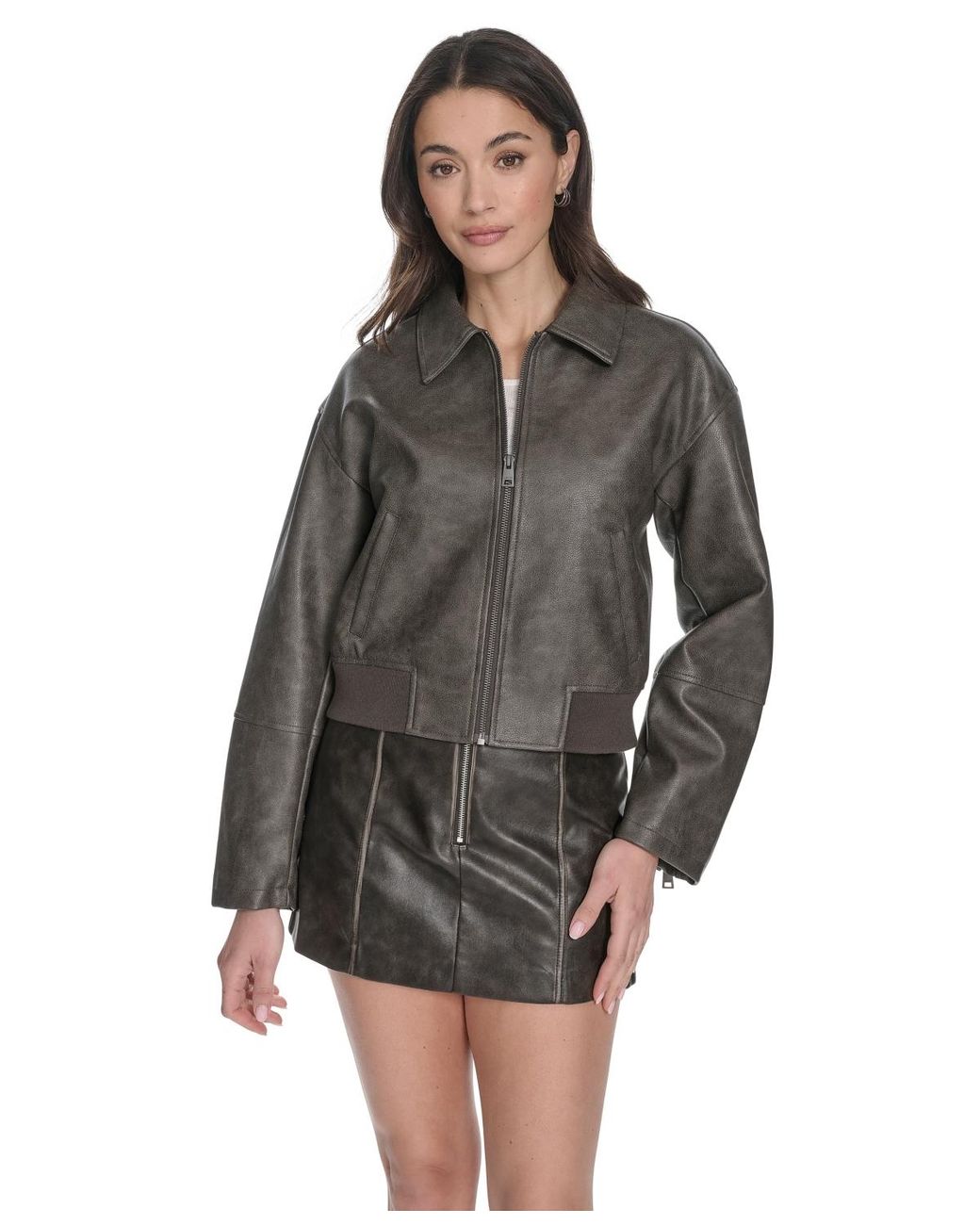 Levi's Gray Regular Faux Leather Bomber Jacket