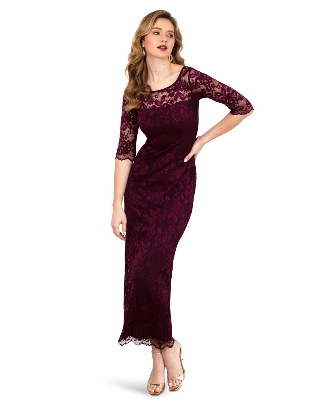 chinese dress ladies Kenzie Purple Lace Cutout Maxi Dress main image 0