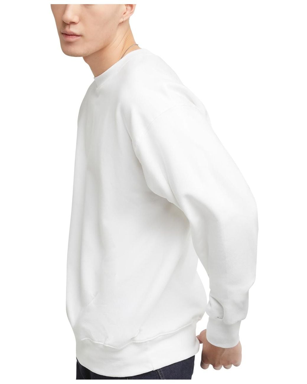 Hanes White Ultimate Heavyweight Fleece Crewneck Sweatshirt for men