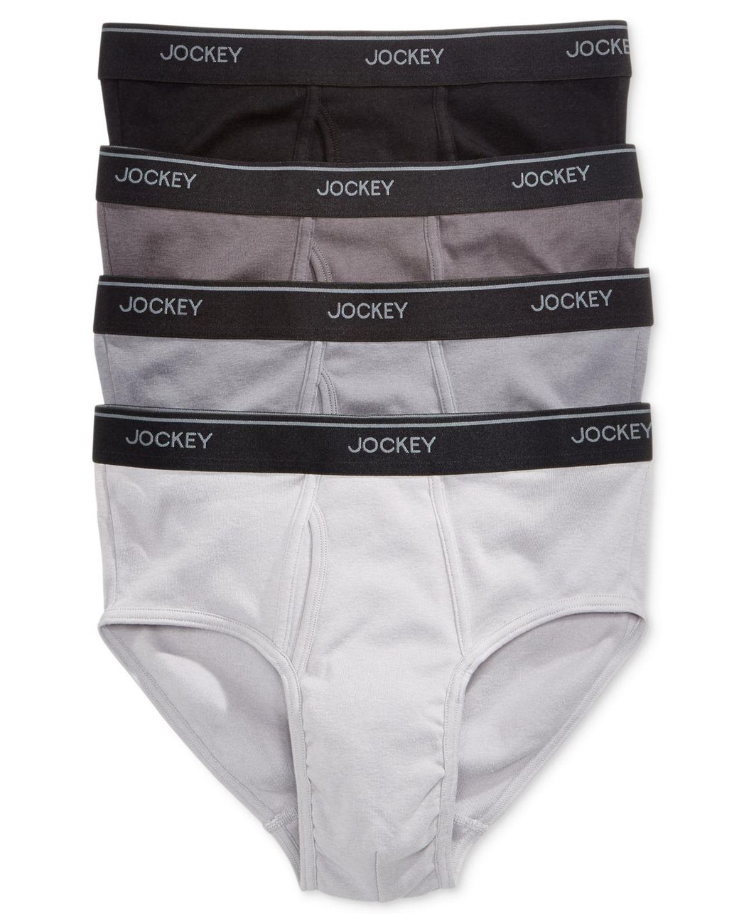 Jockey 4 Pack Essential Fit Staycool + Cotton Briefs in Gray for