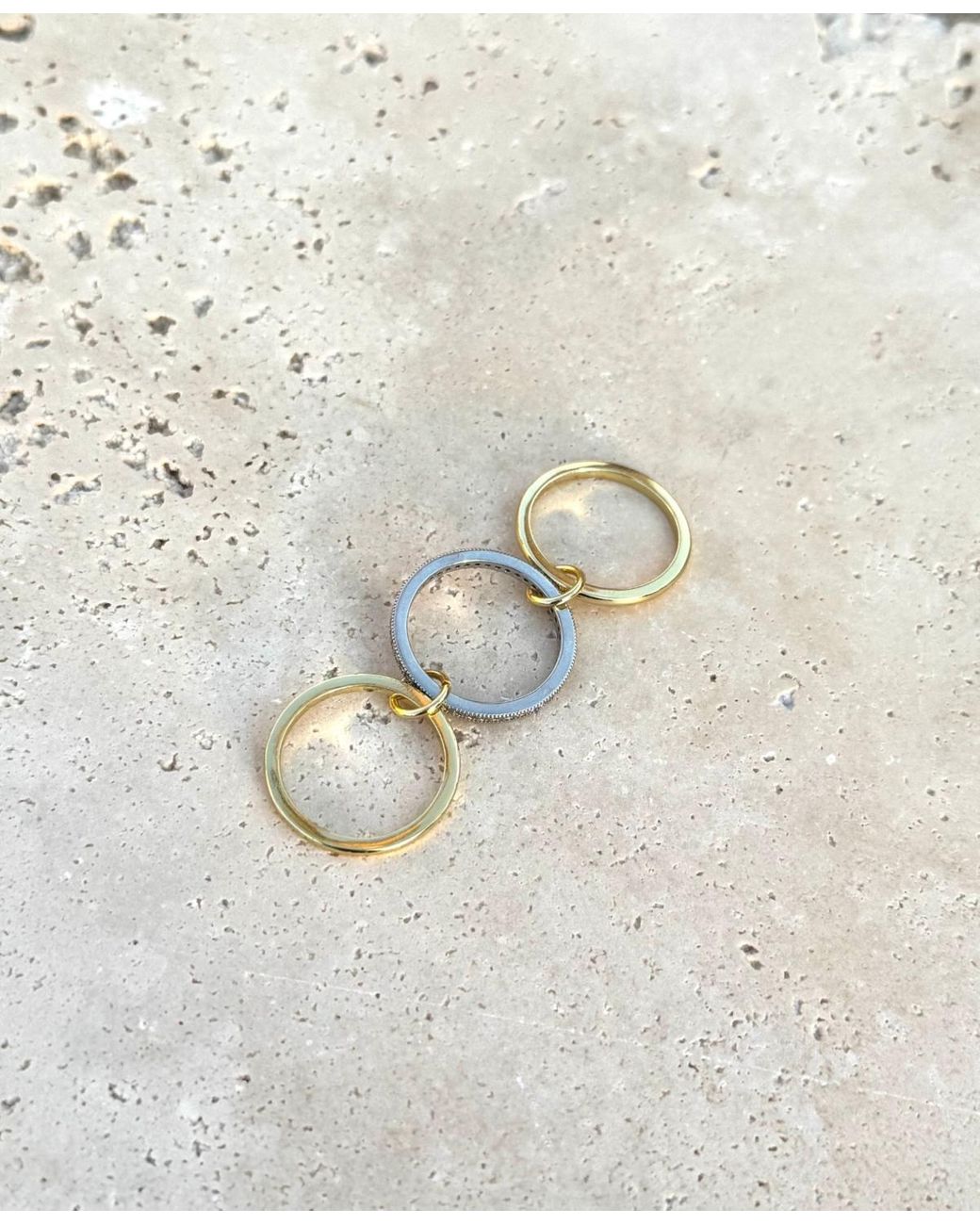 Adornia Gold And Silver Cz Connected 3-piece Ring Stack in Metallic | Lyst