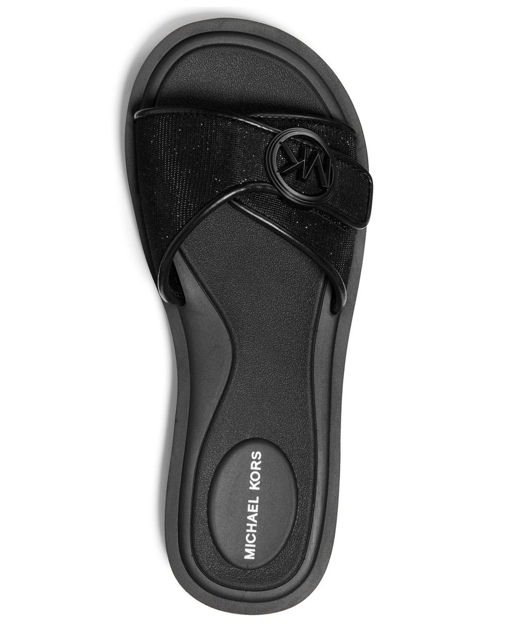 Michael Kors Black Open Toe Mk Pool Slides Sandals