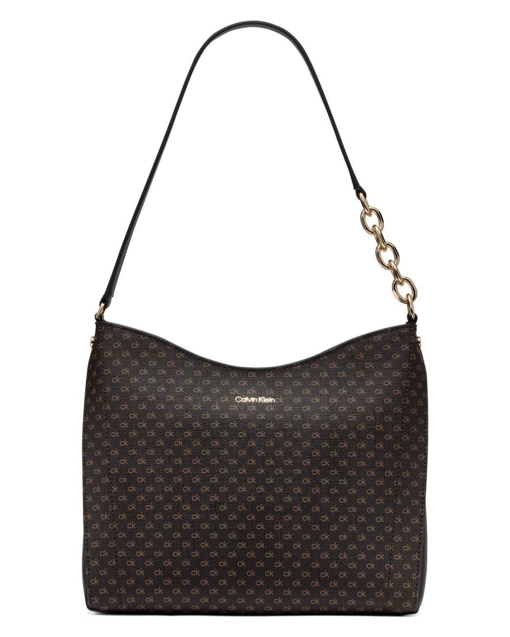 Calvin Klein Black Nova Top Zipper Mini Signature Chain Shoulder Bag