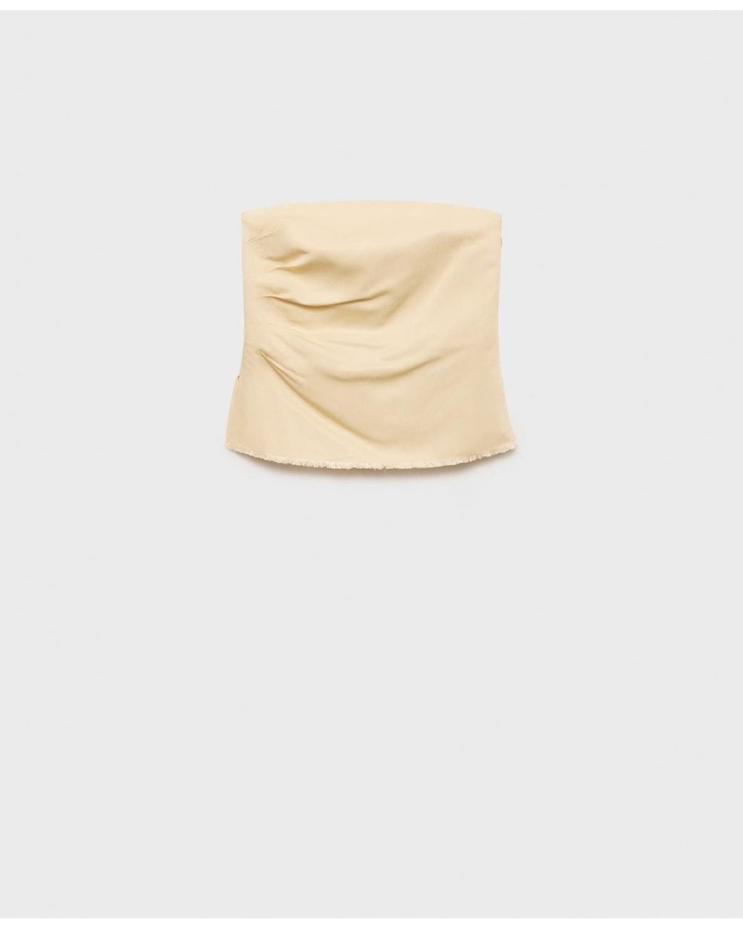 Mango White Strapless Linen-blend Top