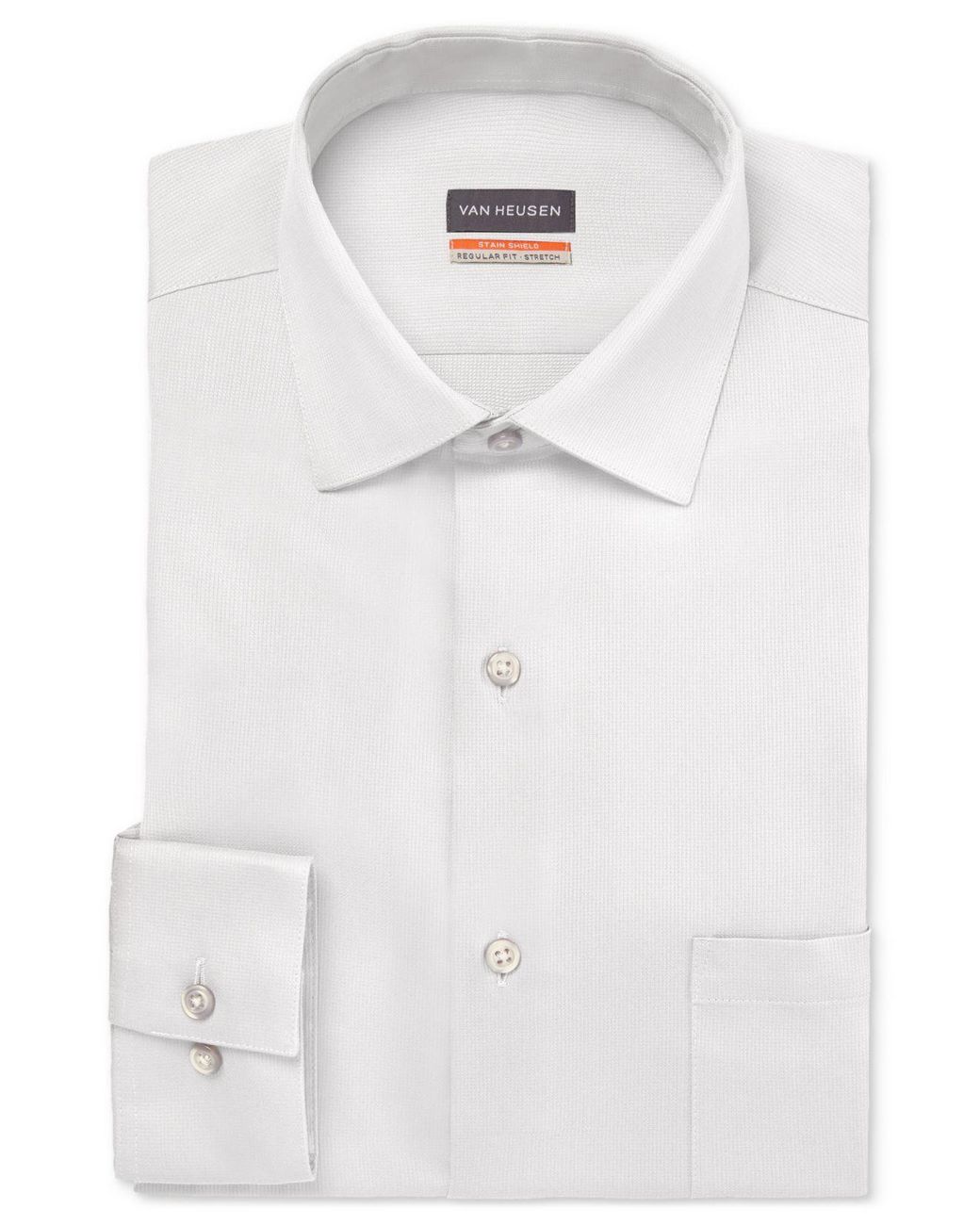 Van Heusen Cotton Stain Shield Regular Fit Stretch Dress Shirt in White ...