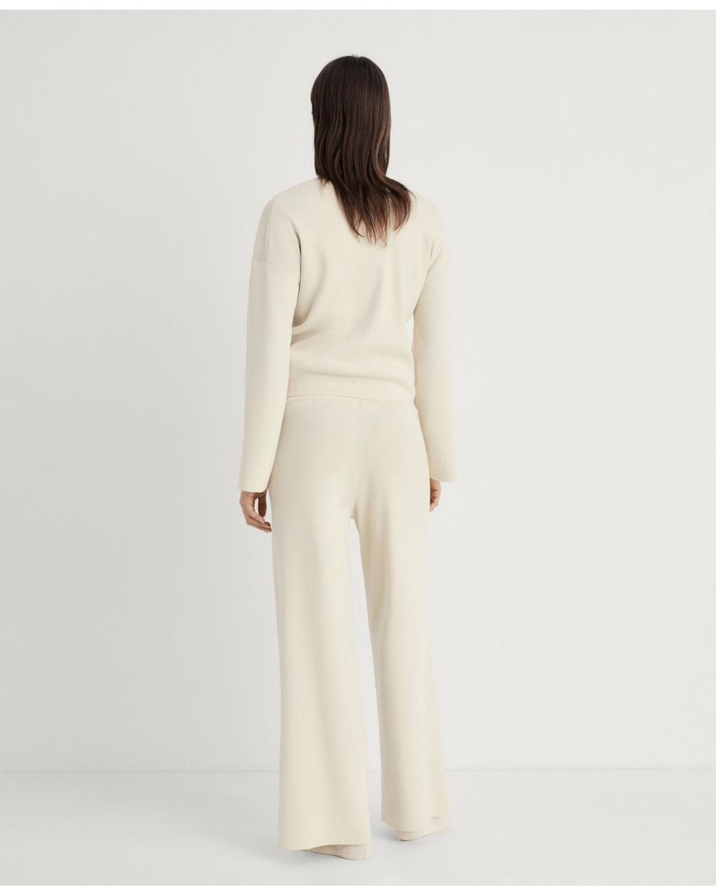 Mango Natural Ribbed Knit Pants