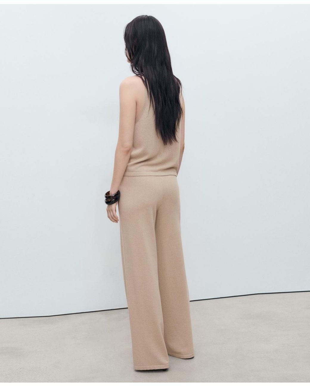 Mango Natural Straight Knitted Pants