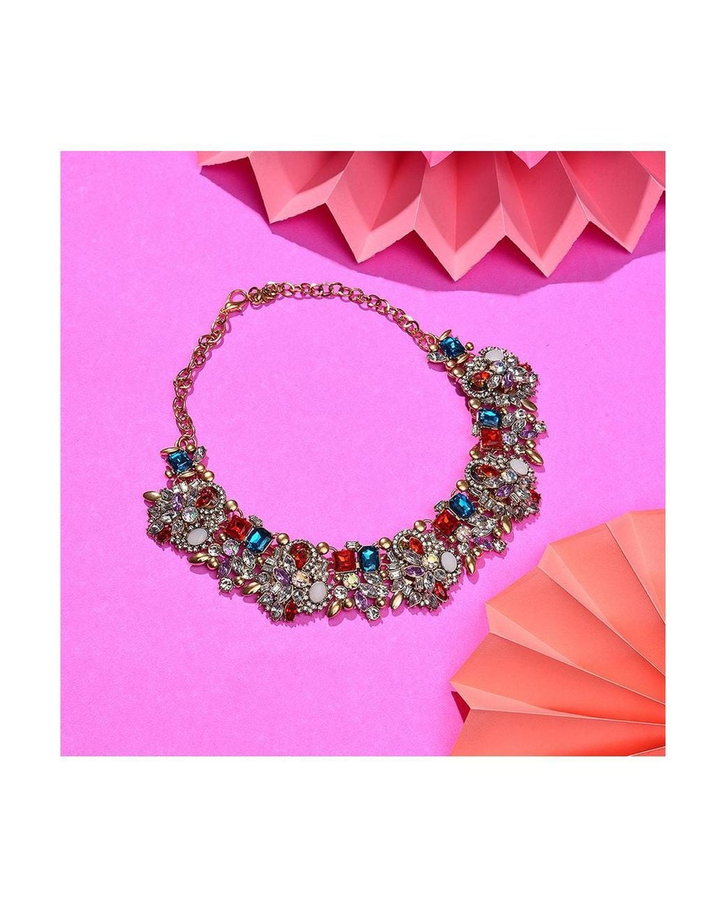 SOH Pink Stone Cluster Necklace