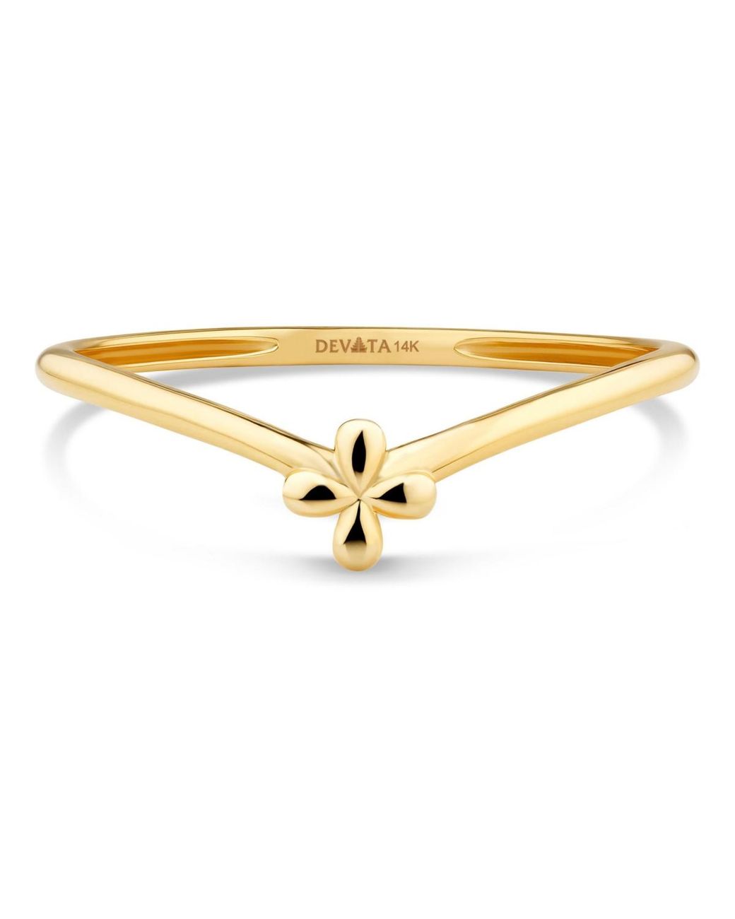 DEVATA Metallic Flower On Chevron Ring