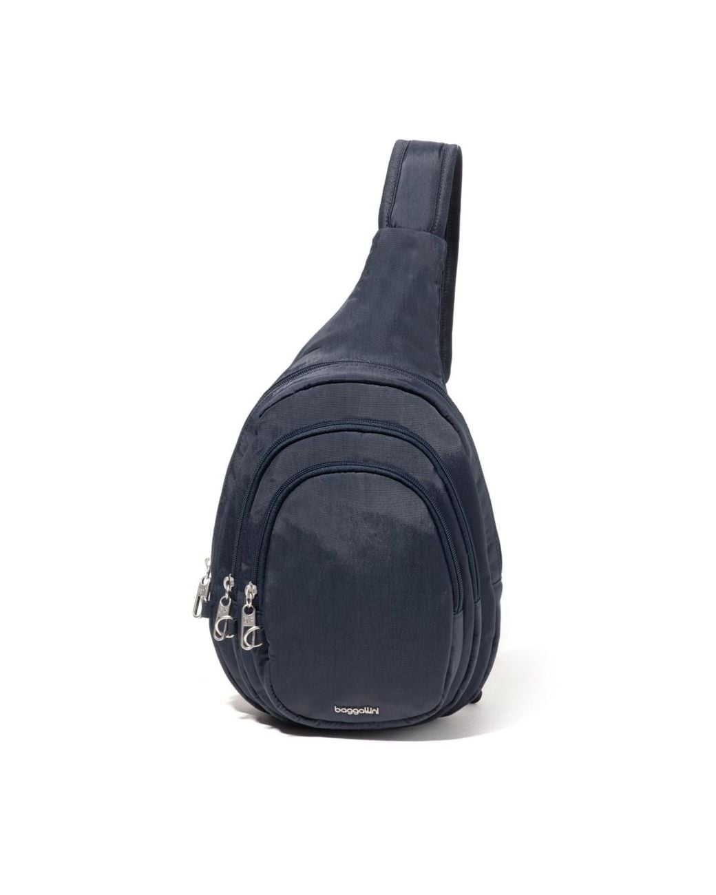 Baggallini Blue Anti-theft Multi Zip Sling
