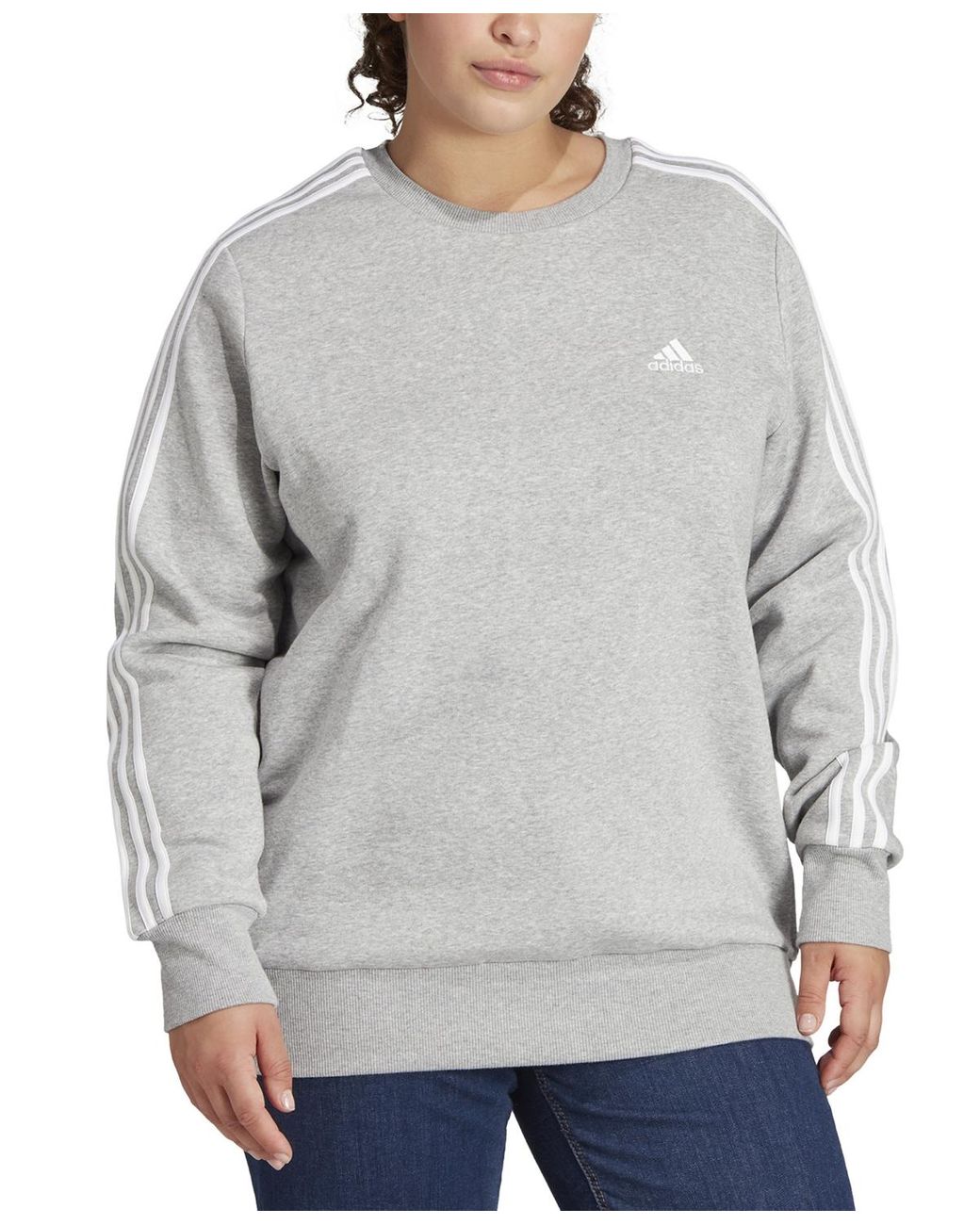 adidas grey jumper white stripes