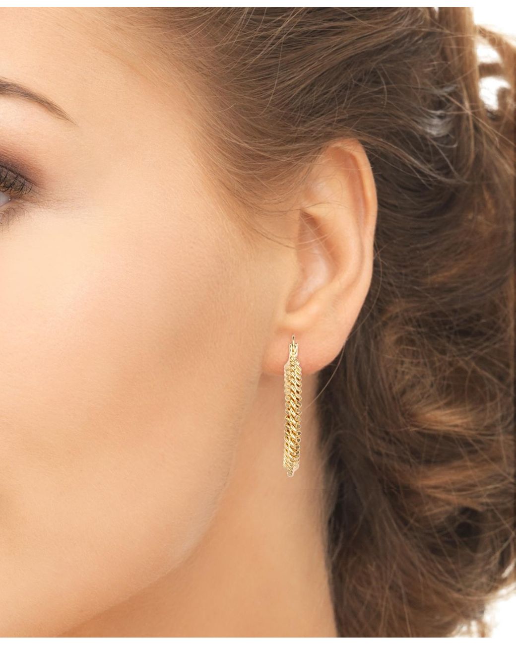 Macy s Plated Wave Hoop Earrings in Metallic Lyst