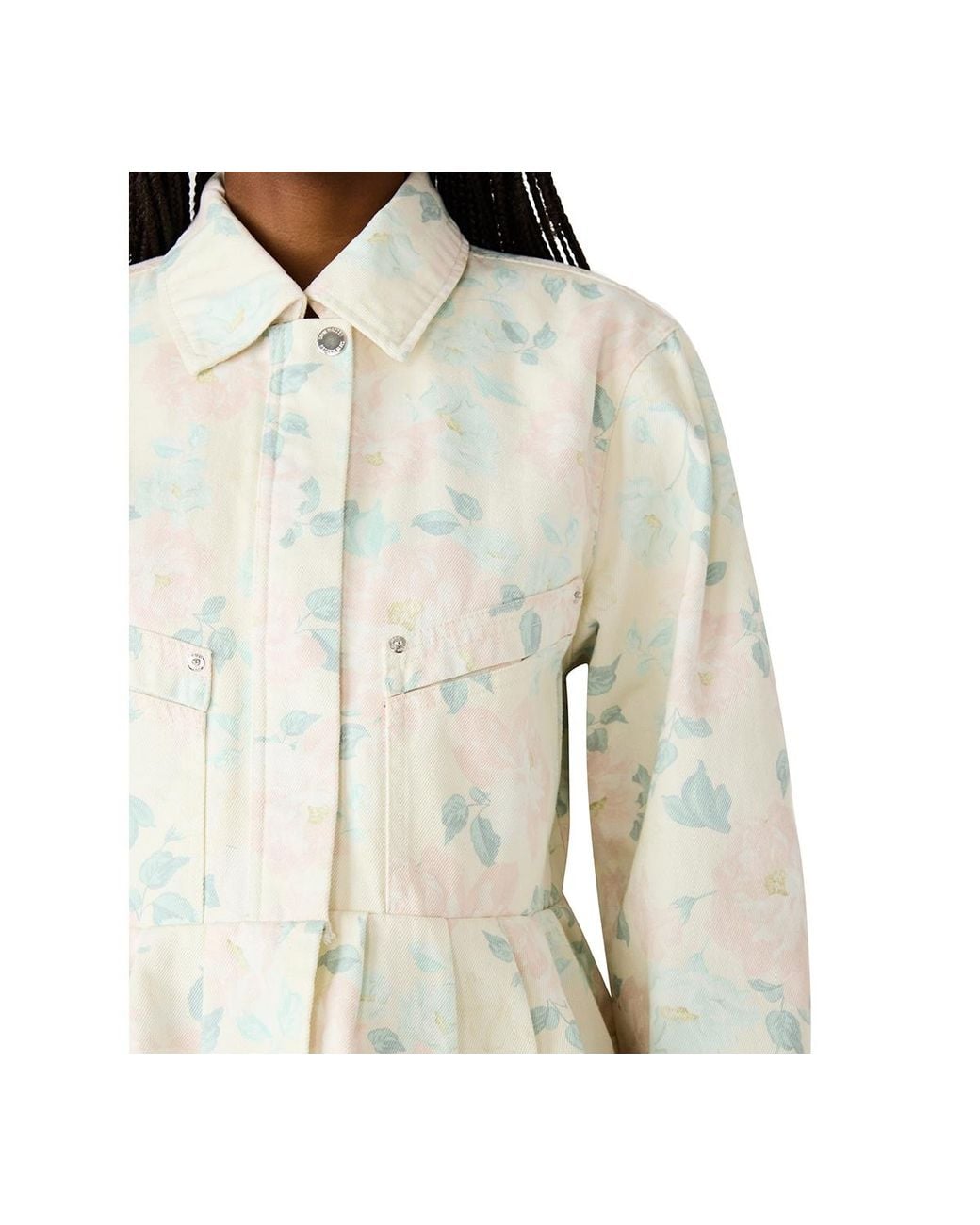 Steve Madden White Printed Collared Jacket