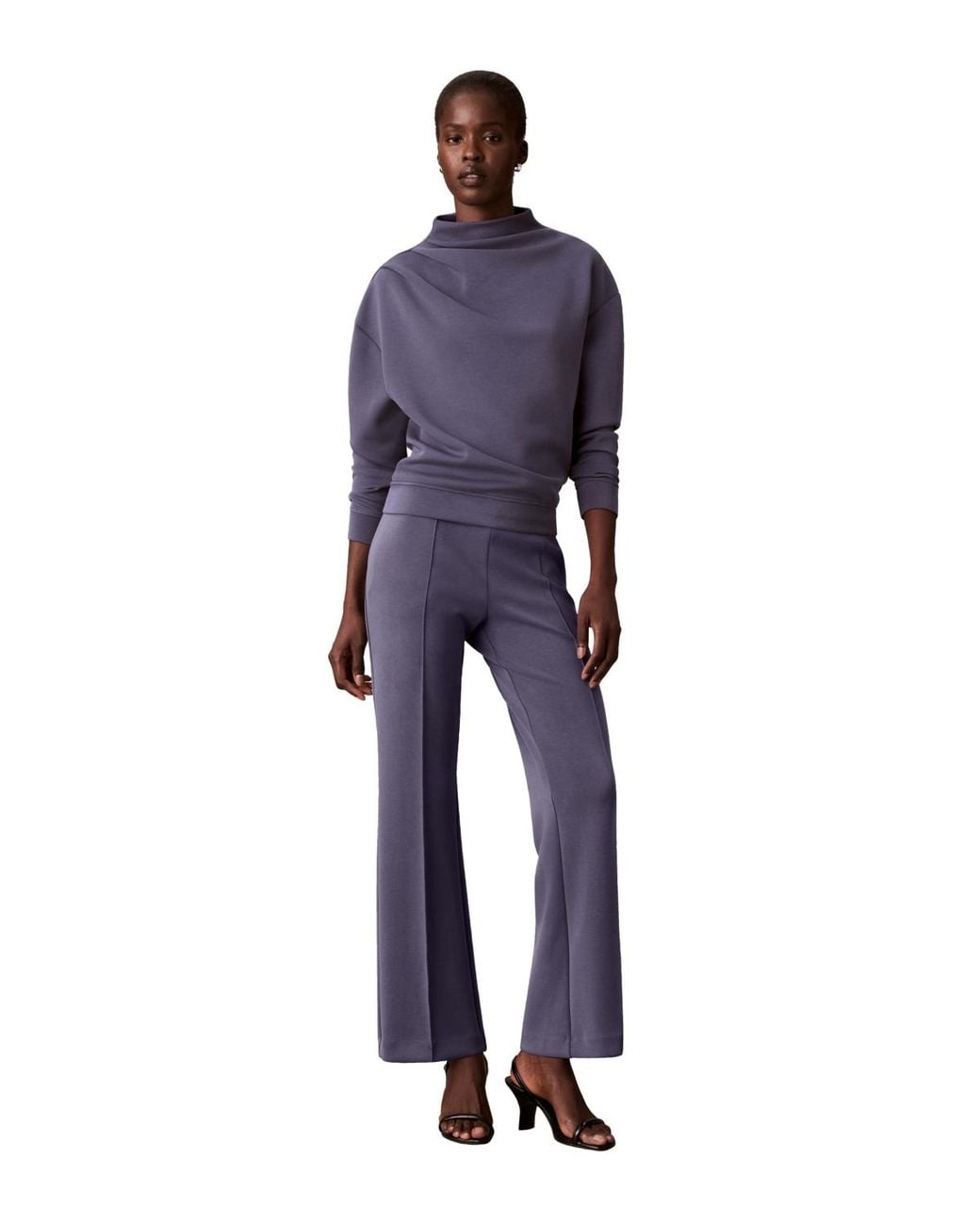 Calvin Klein Purple Mock Neck Long-sleeve Pullover