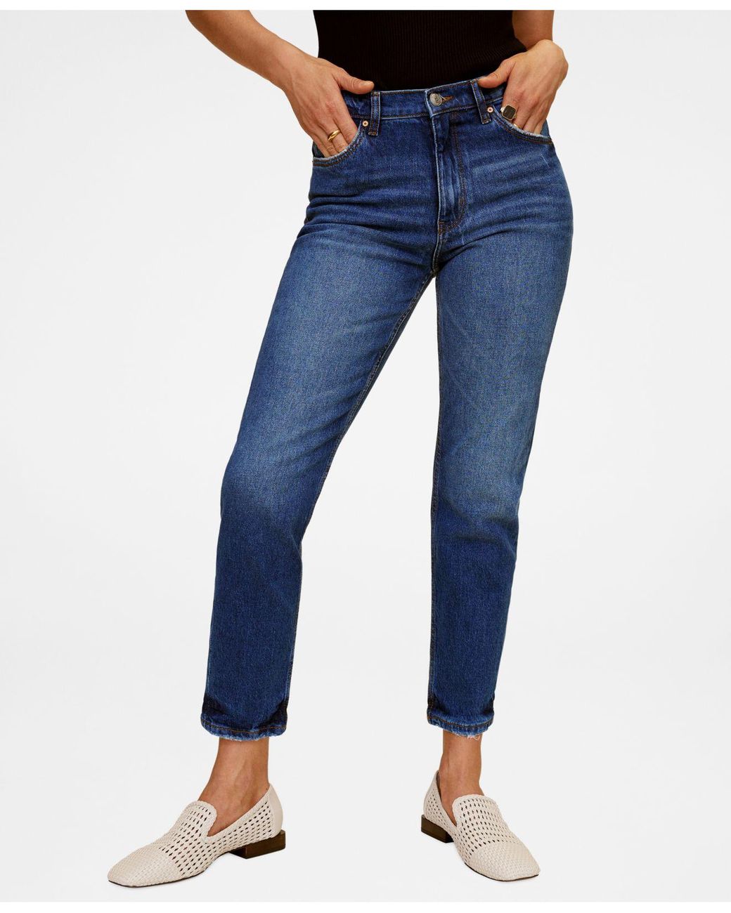 Mango Denim Mom-fit Jeans in Blue - Lyst