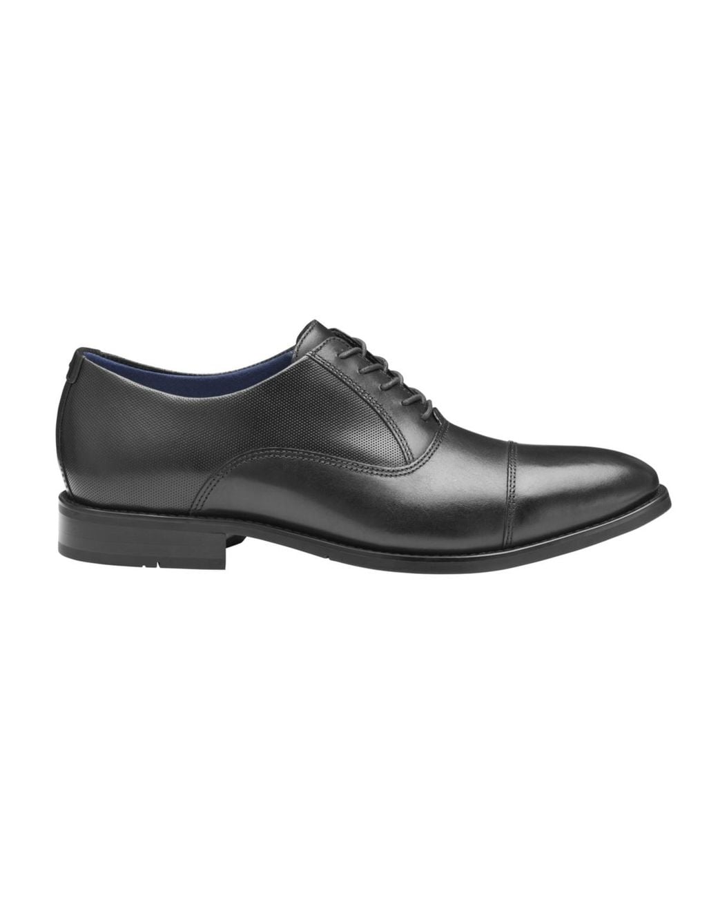 Johnston & Murphy Black Landry Embossed Cap Toe Shoe for men