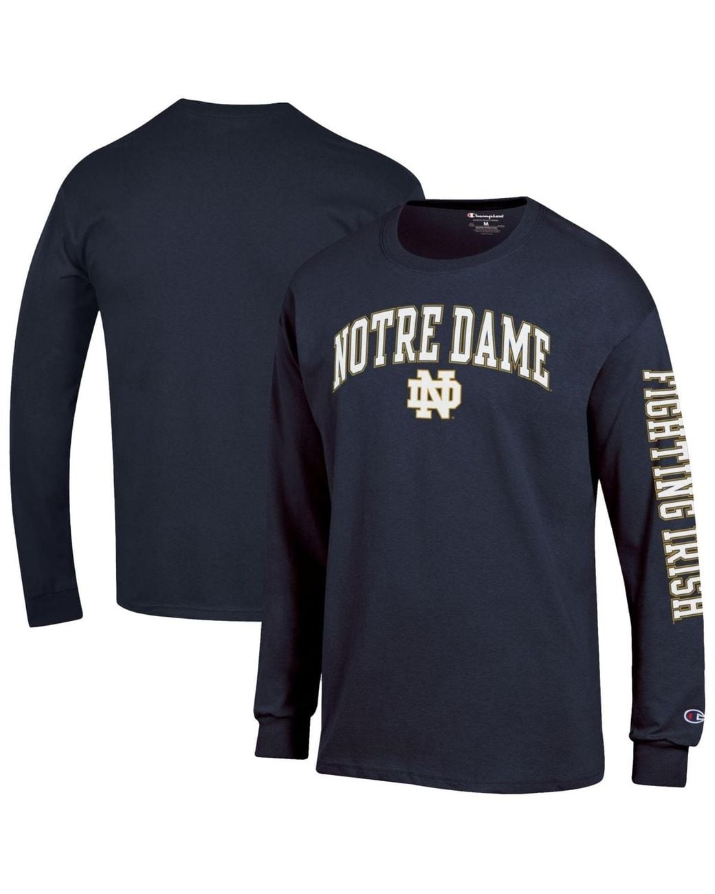 Champion Notre Dame Fighting Irish Arch Over Logo 2-hit Long-sleeves T ...