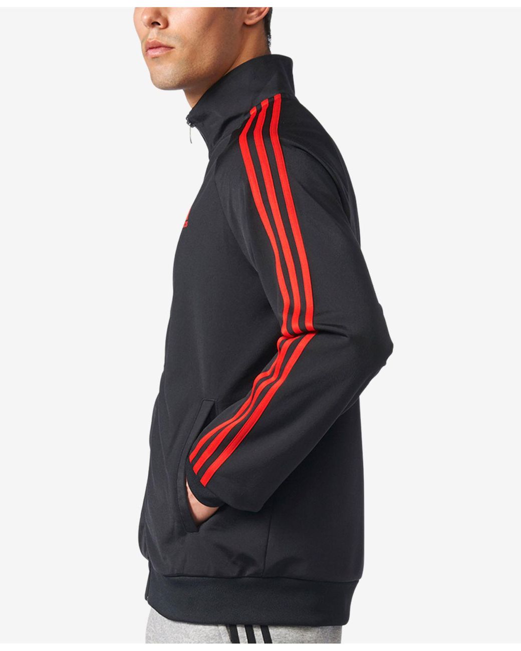 adidas Synthetic Men's Three-stripe Warm-up Jacket in Black/Red (Black) for  Men | Lyst