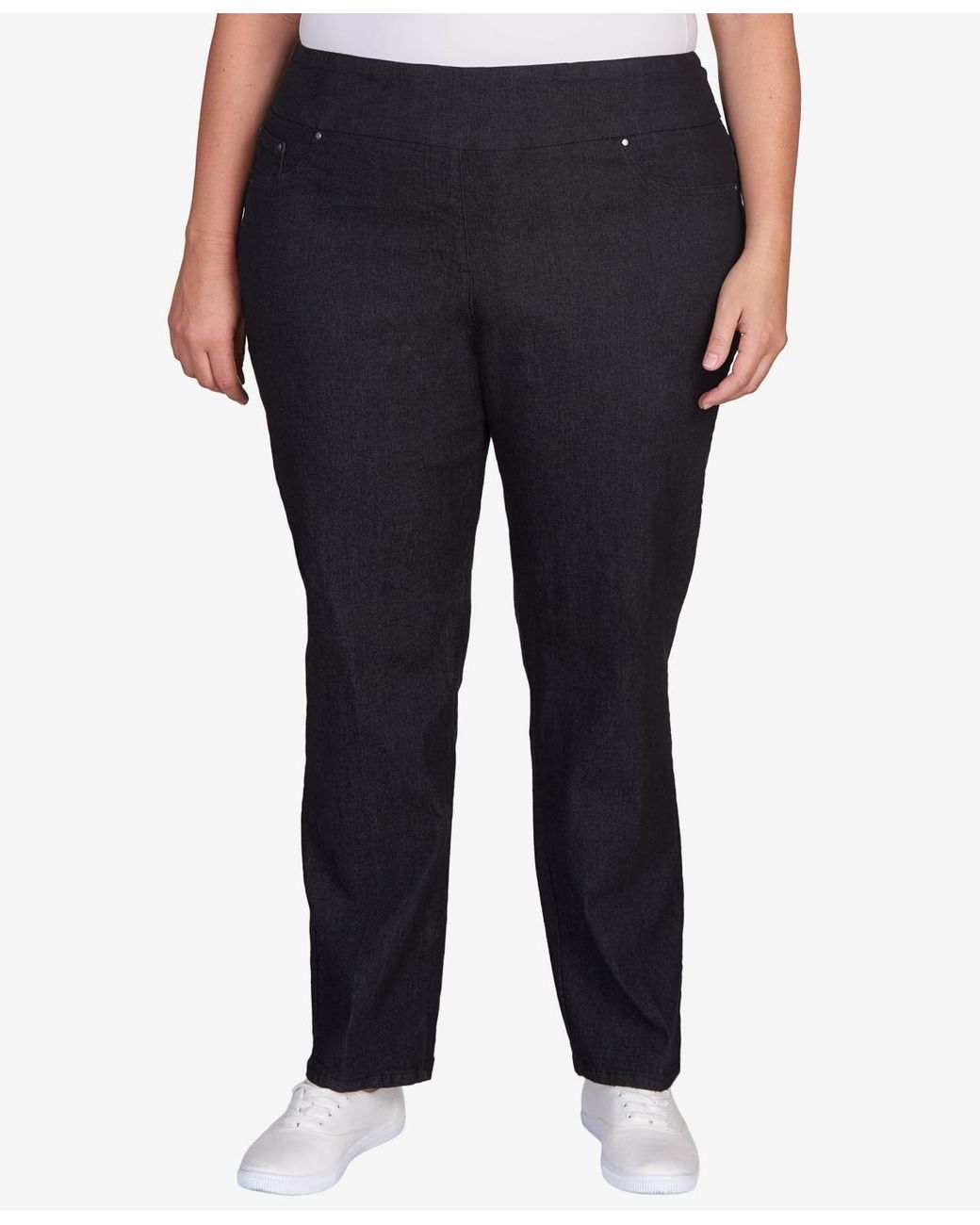 Ruby Rd Black Plus Size Pull On Denim Pants