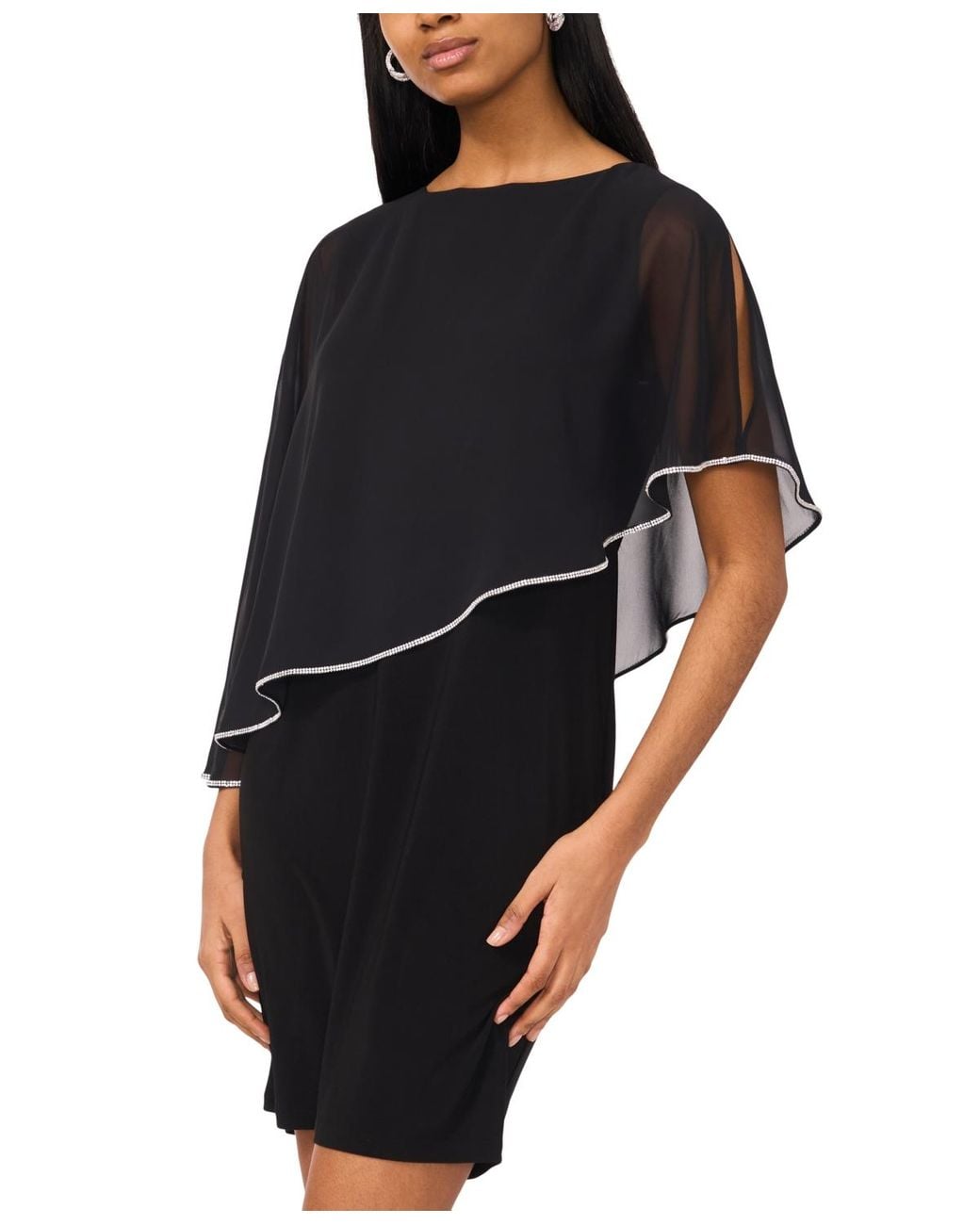 Msk Petite Capelet Shift Dress in Black | Lyst