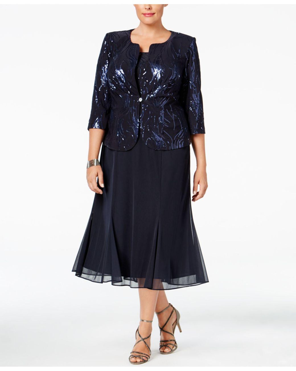 navy chiffon jacket plus size