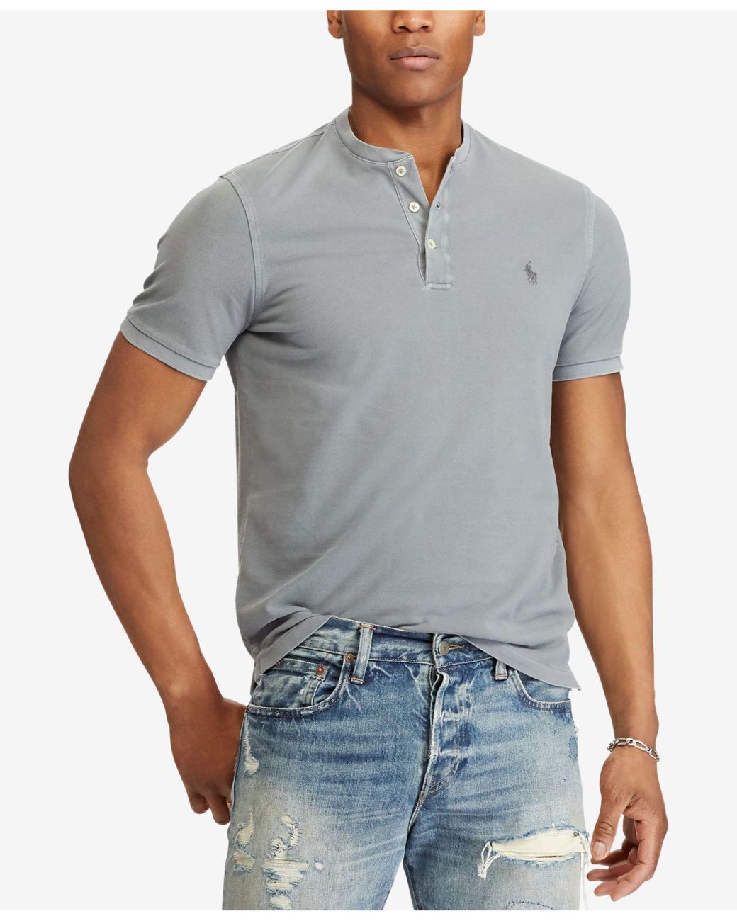 Foto gardin voks Polo Ralph Lauren Featherweight Mesh Henley T-shirt in Gray for Men | Lyst