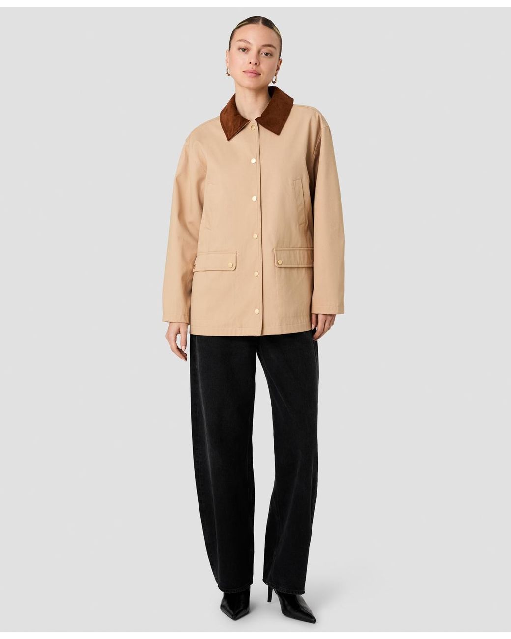 French Connection Natural Oversized Collared Button-front Jacket