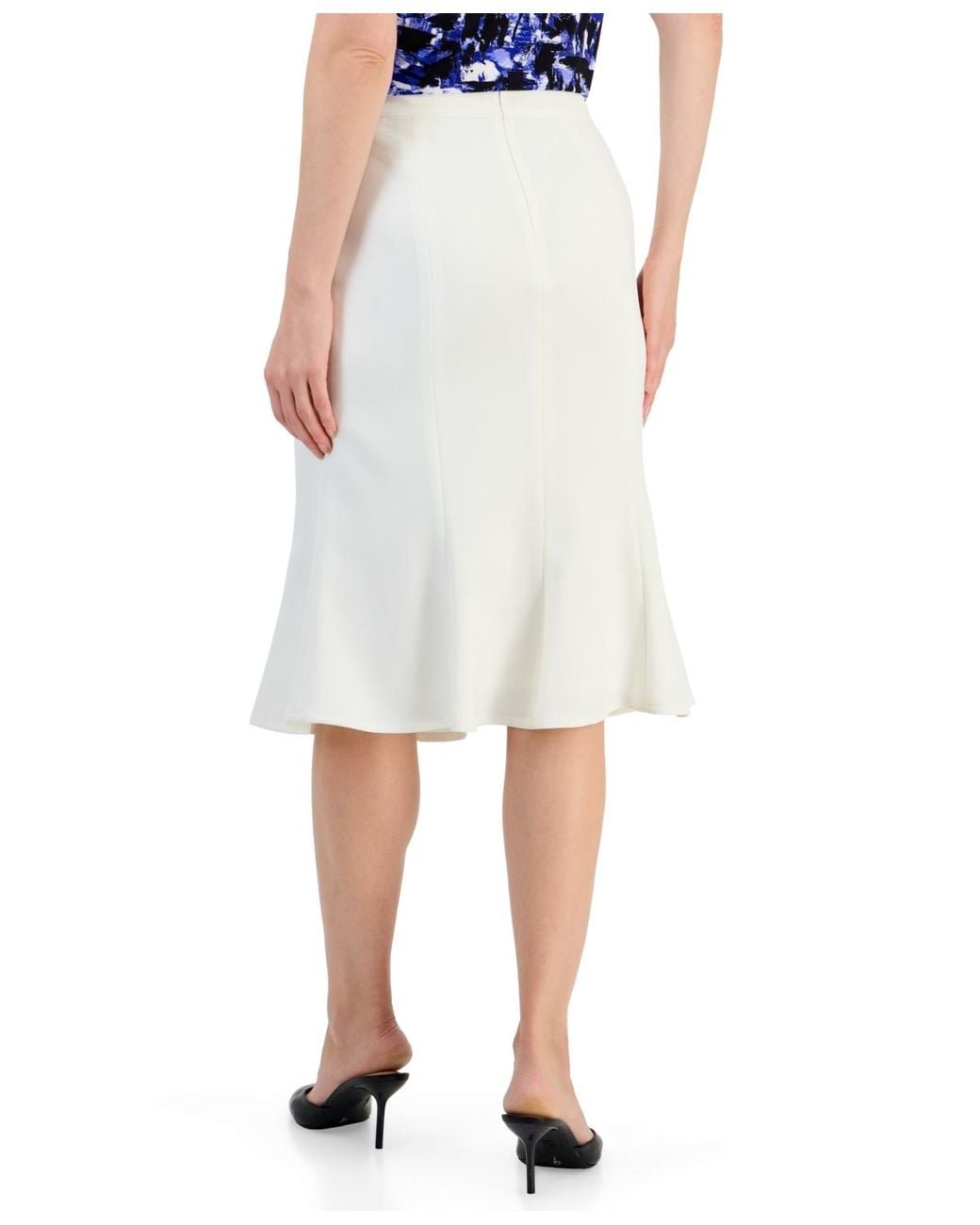Kasper High-waisted Trumpet Midi Skirt in White | Lyst