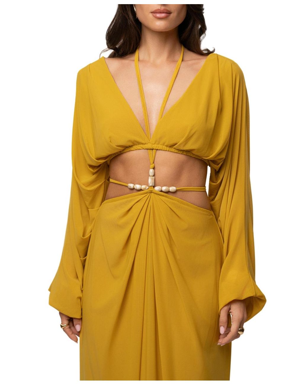 JLUXLABEL Yellow Selene Draped Top