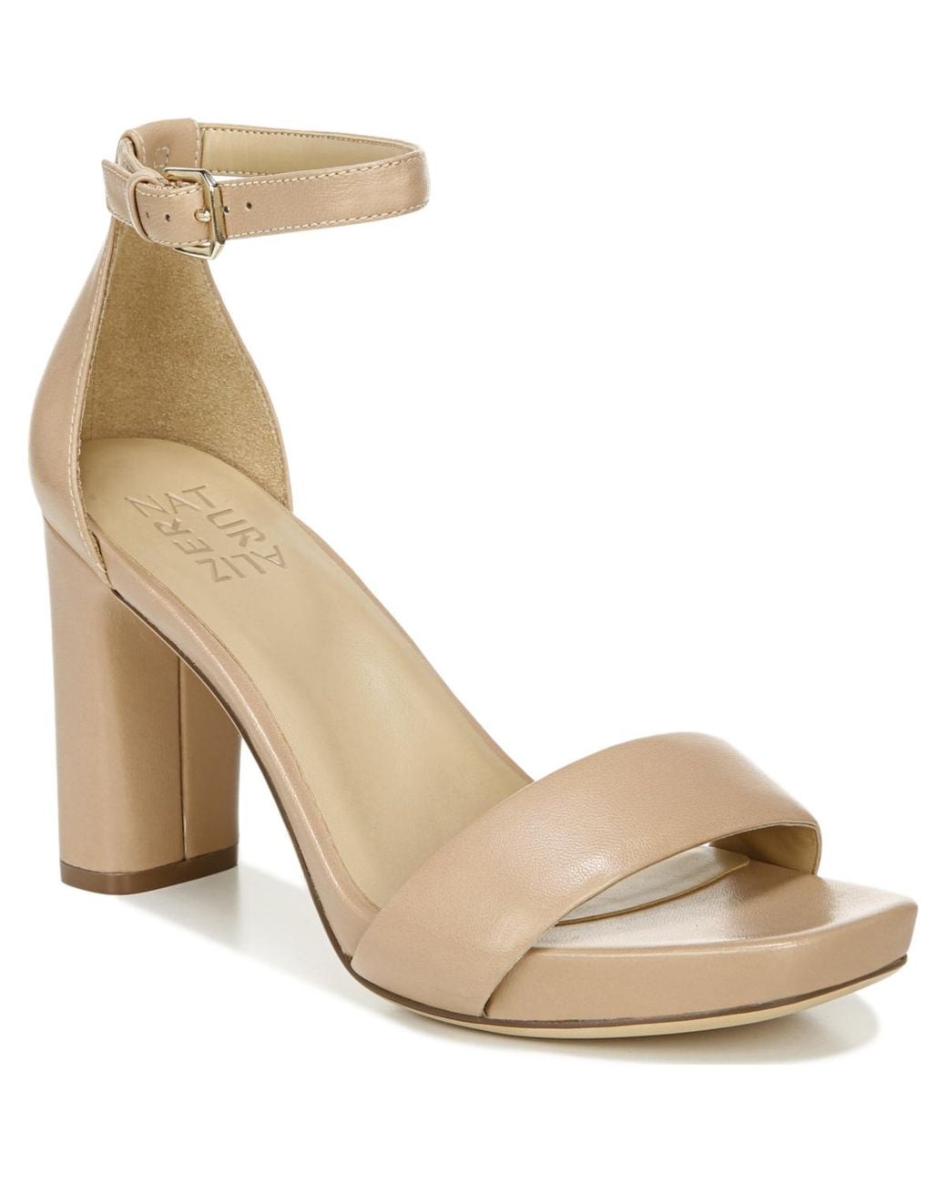 Naturalizer Metallic Joy Square Toe Ankle Strap Dress Sandals