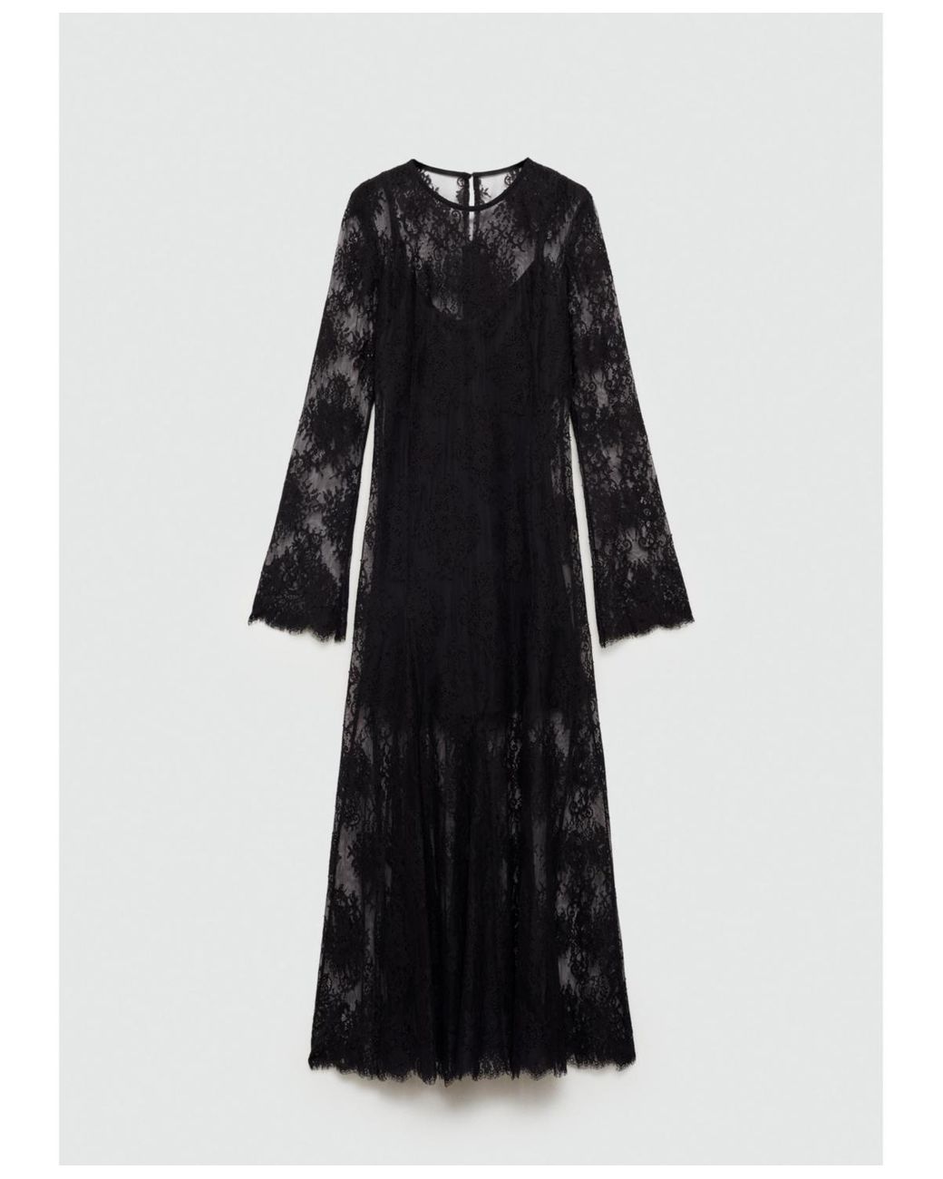 Mango Semi-transparent Lace Long Dress in Black | Lyst Mango Semi-transparent Lace Long Dress in Black | Lyst