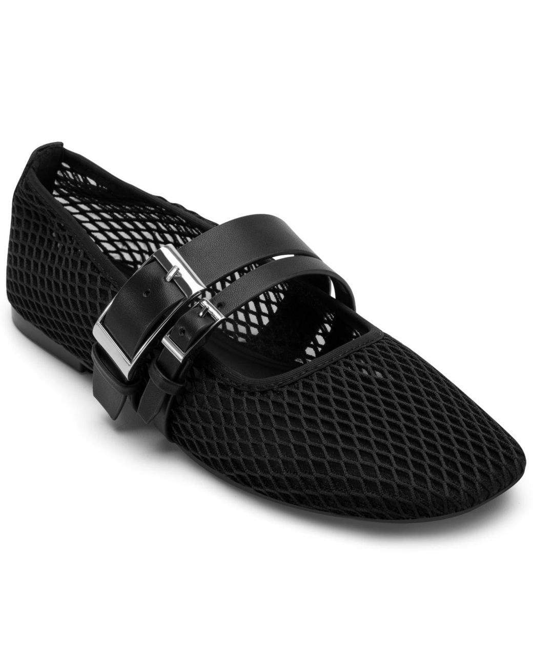 DKNY Black Dade Mesh Buckle Ballet Flats