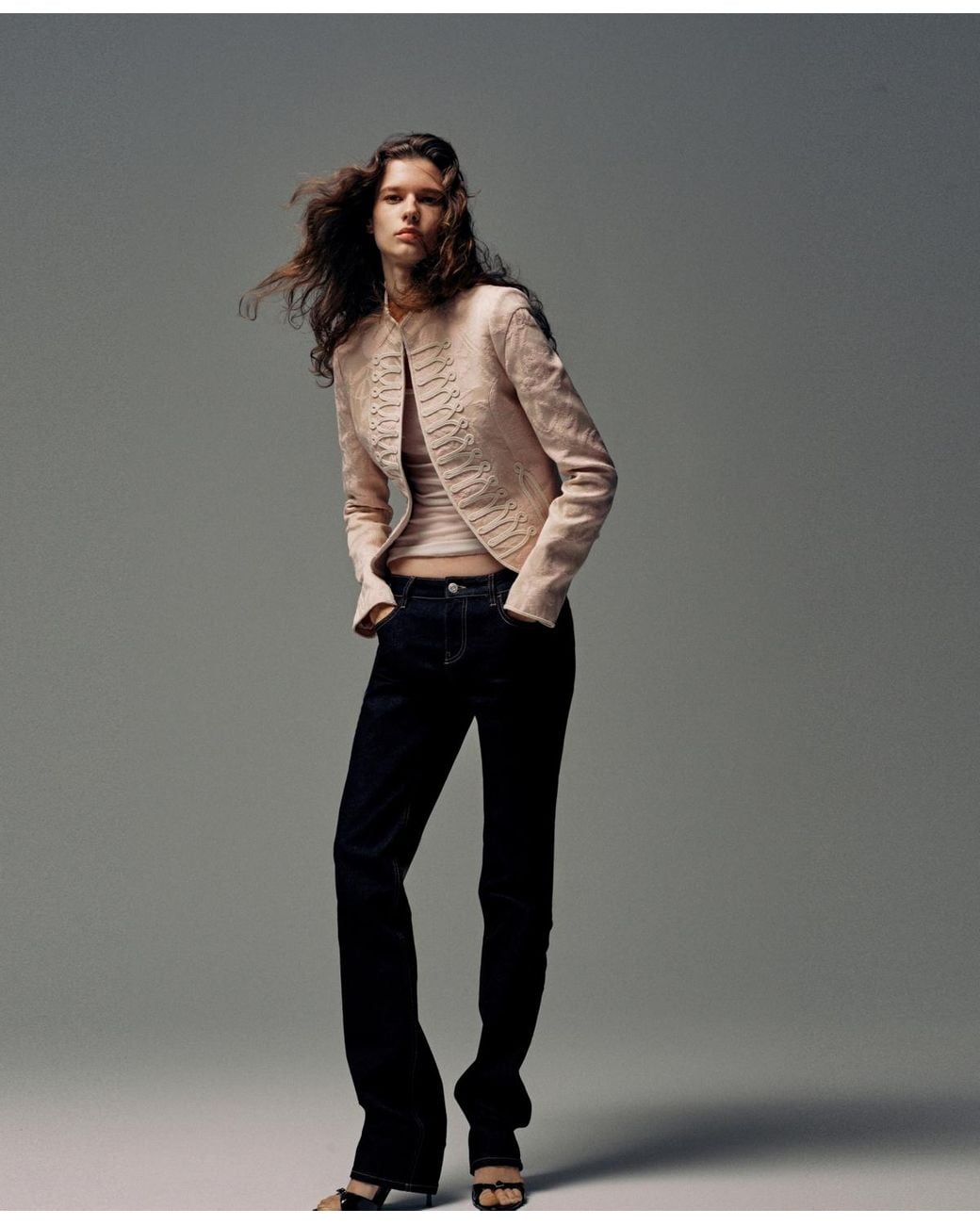 Mango Pink Jacquard Fitted Jacket