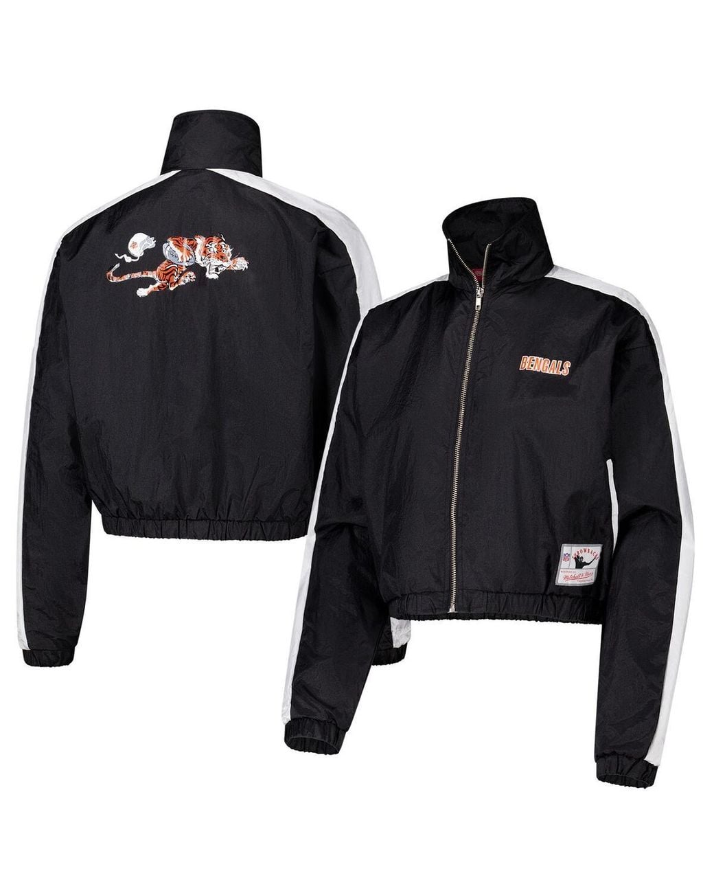 Mitchell & Ness Black Cincinnati Bengals Nylon Cropped Full-zip Jacket