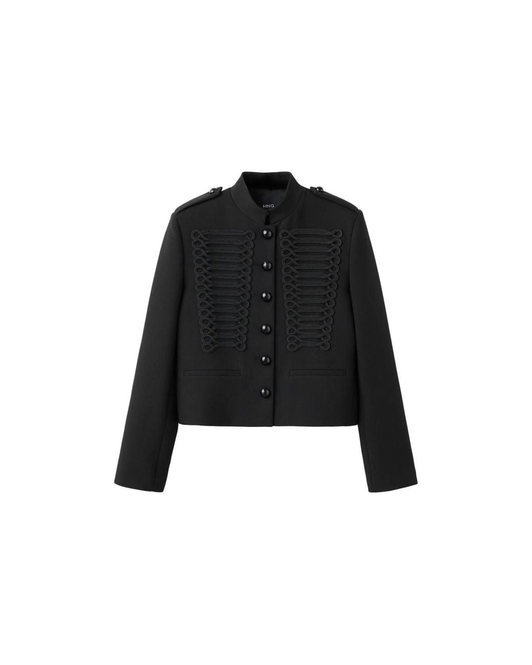 Mango Black toggle Collar Cropped Jacket