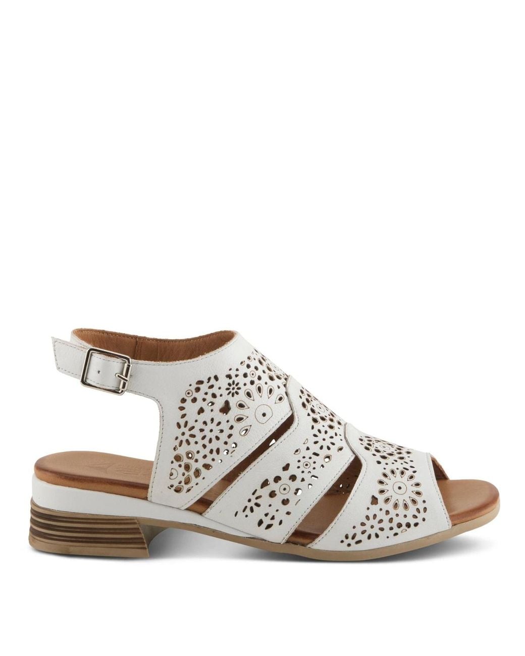 Spring Step White Plasma Slingback Sandal Floral