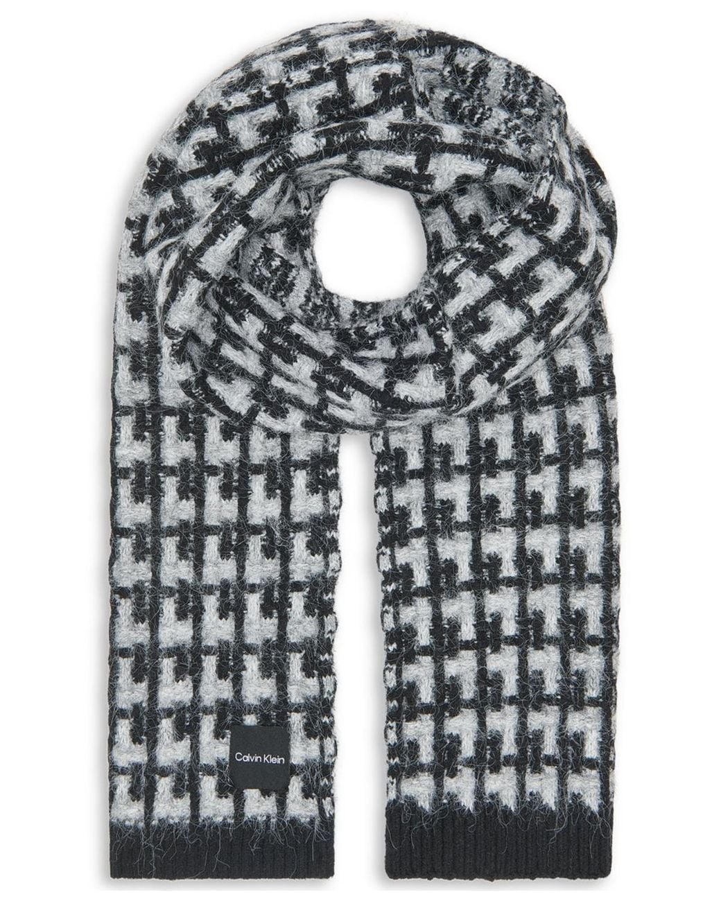 Calvin Klein Blue Grid Knit Everyday Scarf