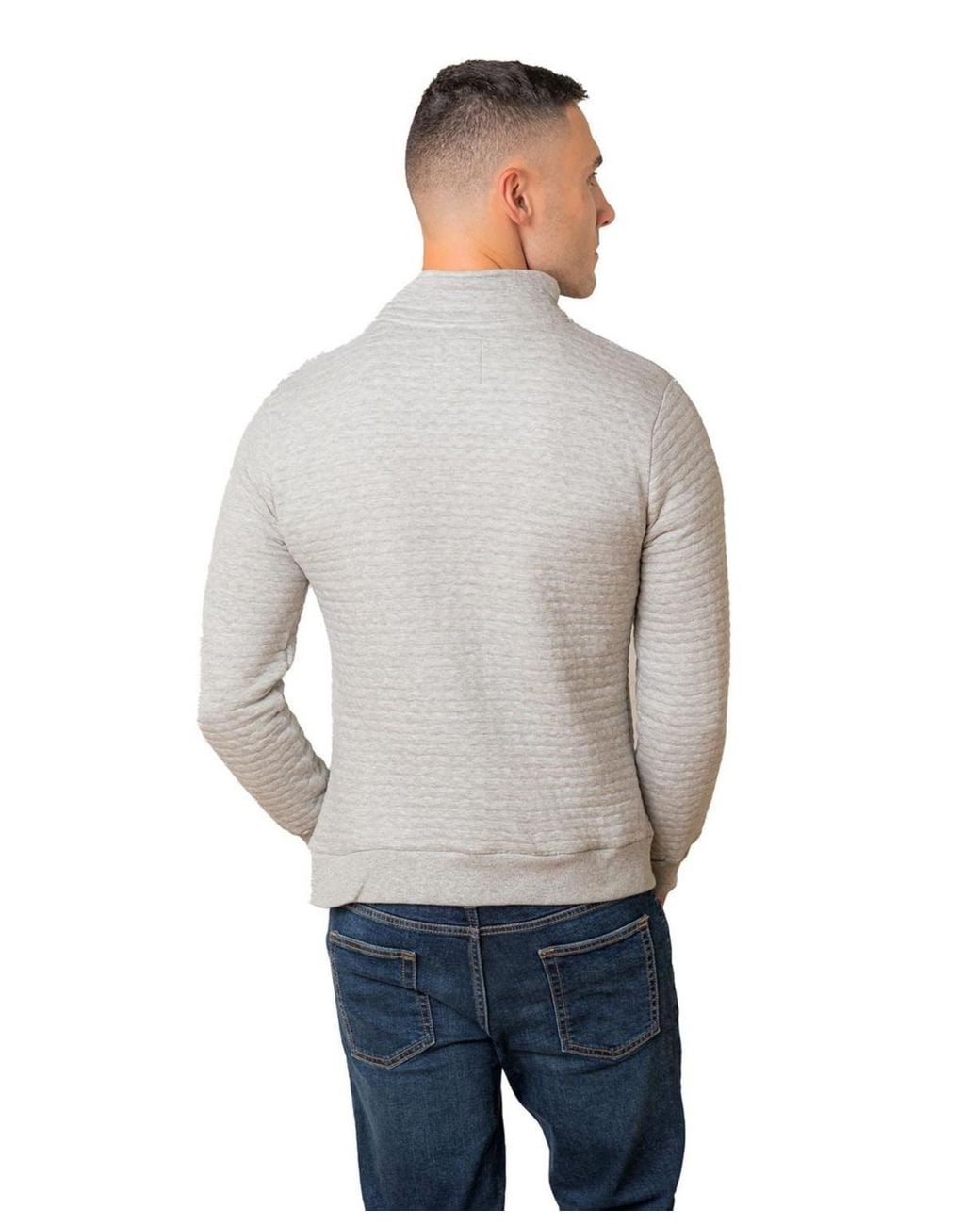 Hope & Henry Gray Quilted Half Zip Pullover for men