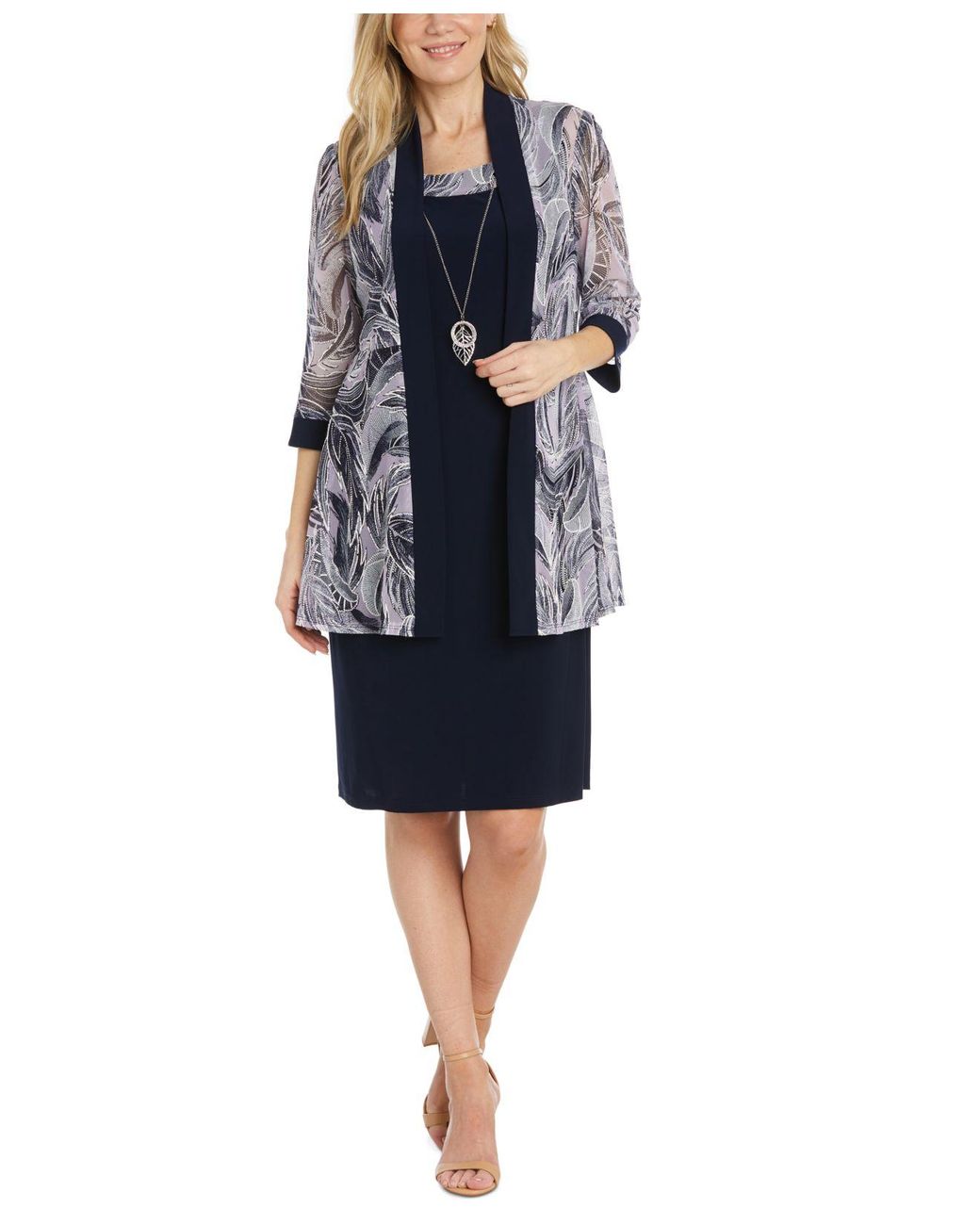 R & m richards embellished shop dress and illusion duster jacket