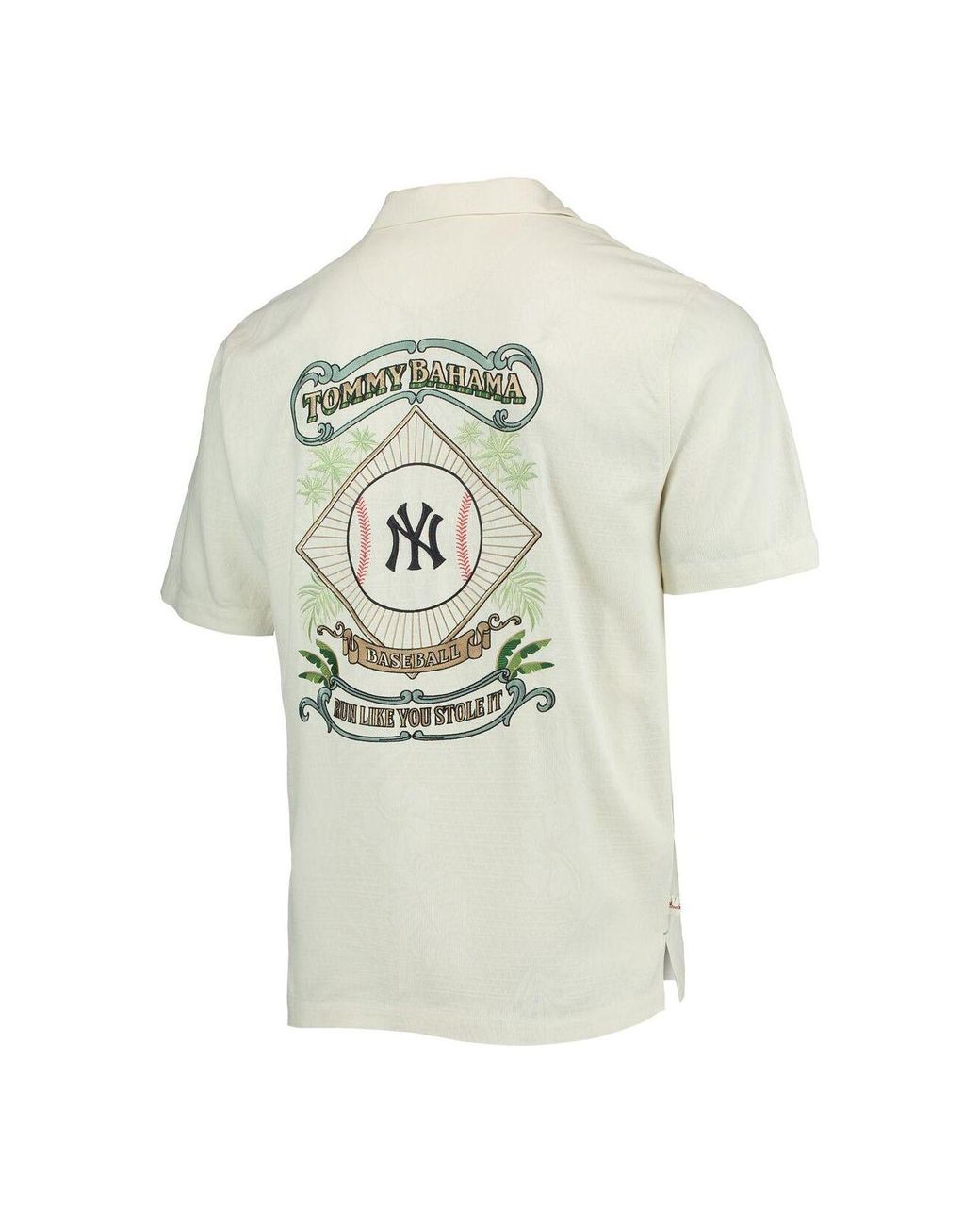 Tommy Bahama Cream New York Yankees Baseball Camp Button up Shirt