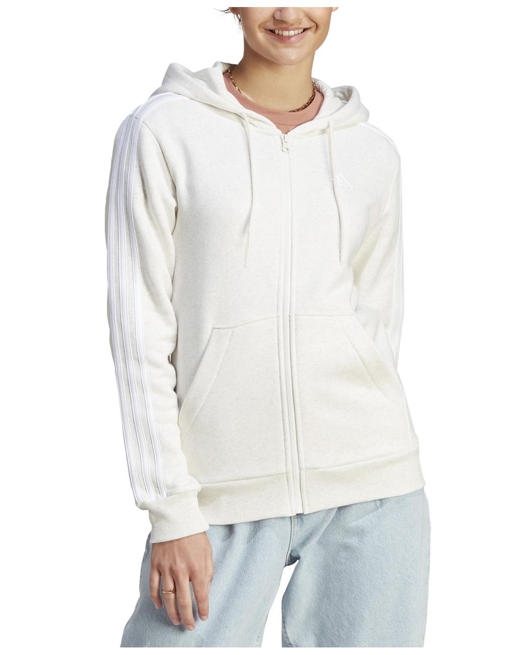 Women's 3-Stripe Cotton Fleece Full-Zip Hoodie Sweatshirt
